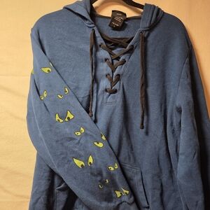 Torrid Blue Lace-Up Hoodie with Yellow Eye Accents